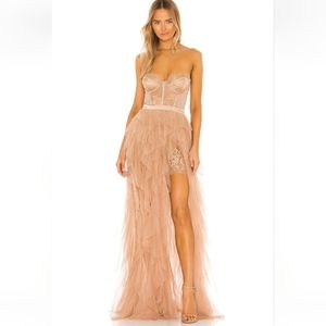 For Love & Lemons X REVOLVE Bustier Gown in Warm Taupe Size XL NWT